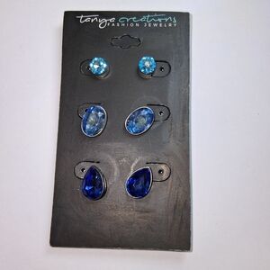 Blue and Silver Earrings Set